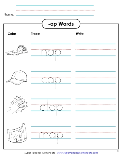 Worksheets - Trace and Write (-ap) Worksheets - Trace and Write (-ap)
