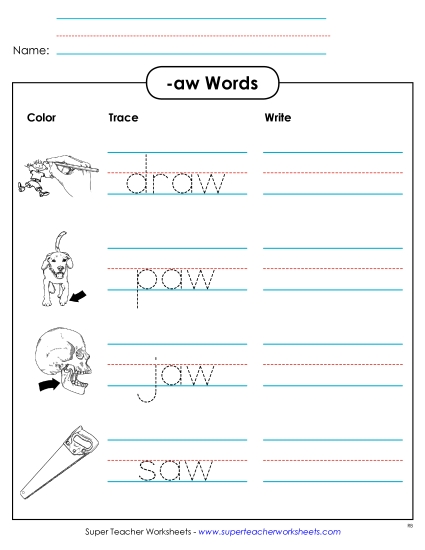 Worksheets - Trace and Write (-aw)