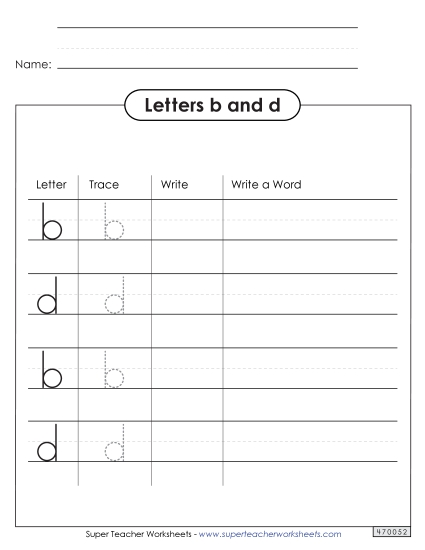 Letters b and d - Trace and Write: b and d Letters b and d - Trace and Write: b and d