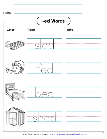 Worksheets - Trace and Write (-ed)