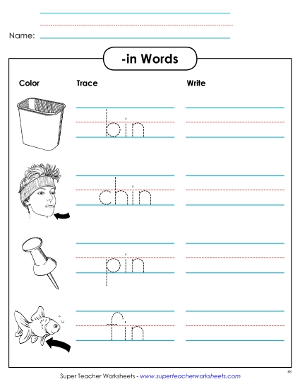 Worksheets - Trace and Write (-in)