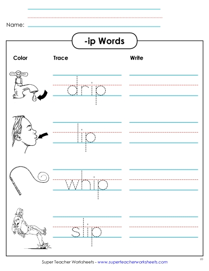 Worksheets - Trace and Write (-ip)