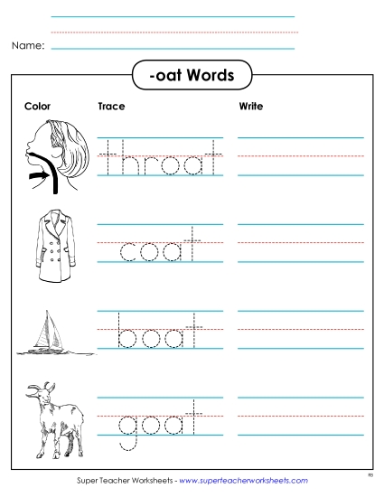 Worksheets - Trace and Write (-oat) Worksheets - Trace and Write (-oat)