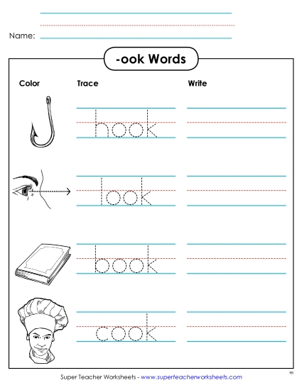 Worksheets - Trace and Write (-ook)