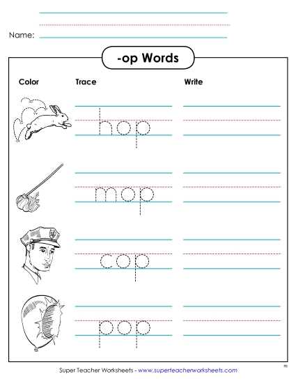 Worksheets - Trace and Write (-op) Worksheets - Trace and Write (-op)