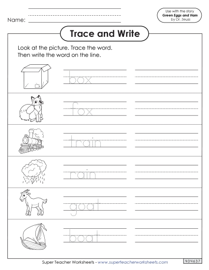Worksheets - Trace & Write Worksheets - Trace & Write