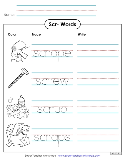 Worksheets - Trace and Write (Scr- Words) Worksheets - Trace and Write (Scr- Words)