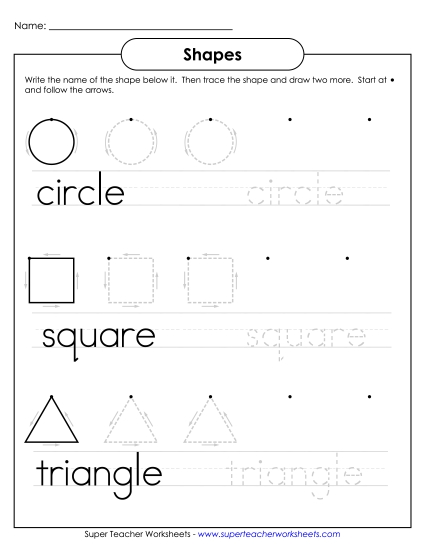 Mixed Shapes - Trace & Write Shapes