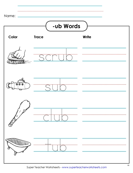 Worksheets - Trace and Write (-ub)