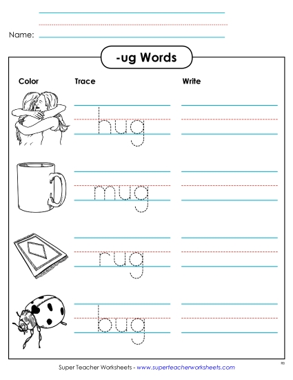 Worksheets - Trace and Write (-ug)