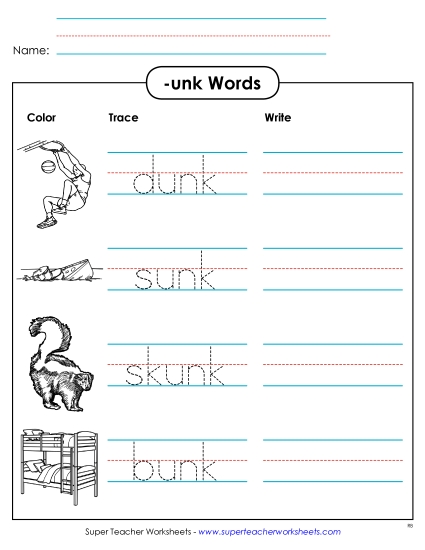 Worksheets - Trace and Write (-unk)