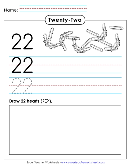 Number Twenty-Two - Trace, Print, Draw: 22