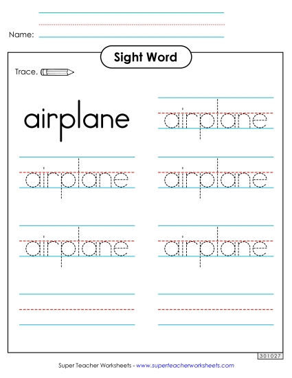 Trace the Word: Airplane Trace the Word: Airplane