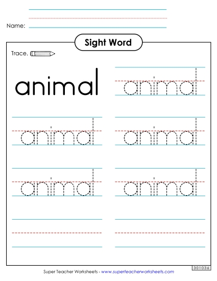 Trace the Word: Animal Trace the Word: Animal