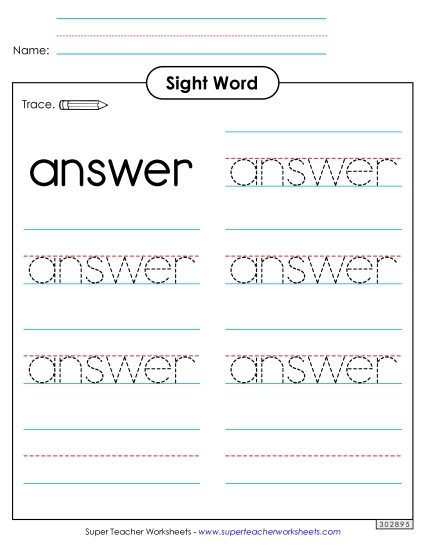 Trace the Word: Answer Trace the Word: Answer