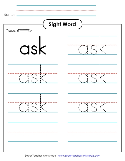 Trace the Word: Ask Trace the Word: Ask