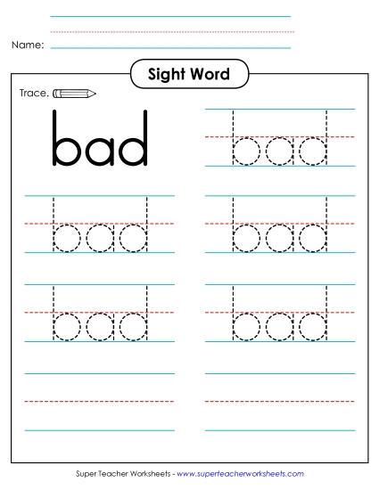 Trace the Word: Bad
