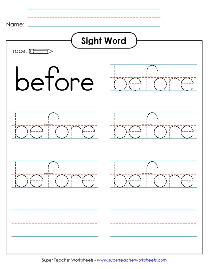 Trace the Word: Before Trace the Word: Before