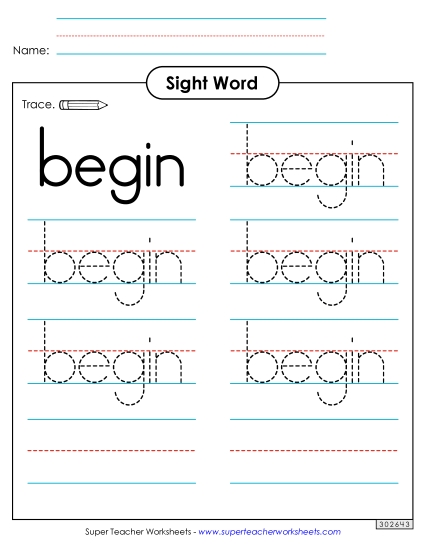 Trace the Word: Begin Trace the Word: Begin