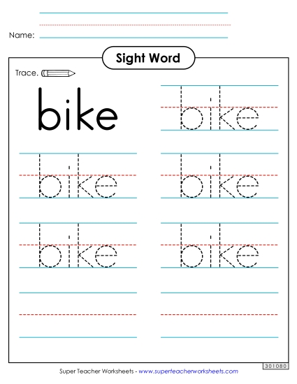 Trace the Word: Bike Trace the Word: Bike