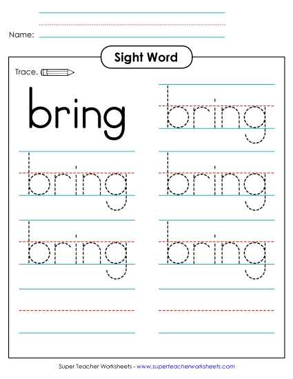 Trace the Word: Bring Trace the Word: Bring