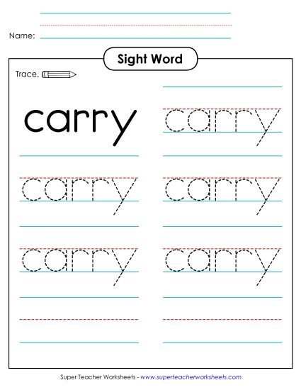 Trace the Word: Carry Trace the Word: Carry