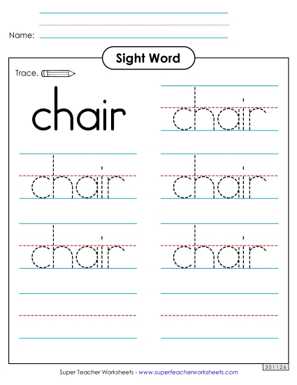 Trace the Word: Chair Trace the Word: Chair