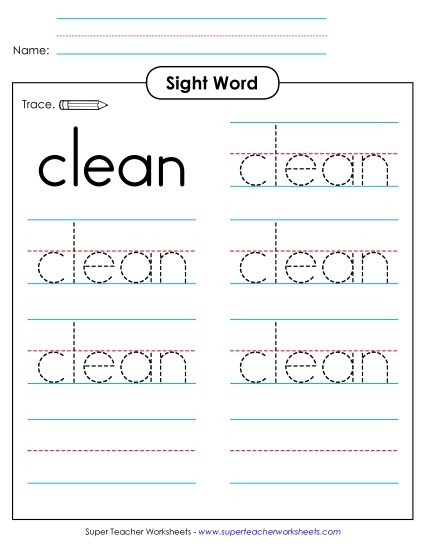 Trace the Word: Clean Trace the Word: Clean