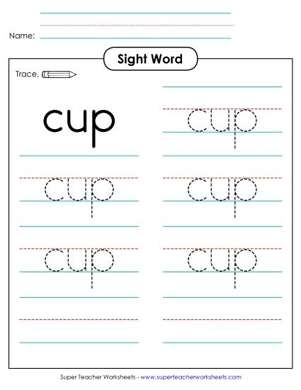 Trace the Word: Cup Trace the Word: Cup