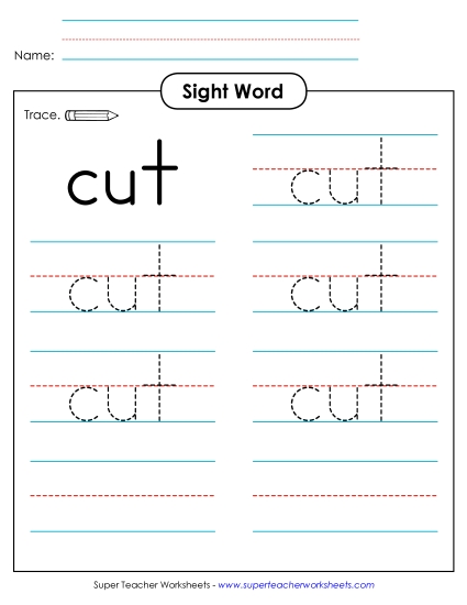 Trace the Word: Cut Trace the Word: Cut