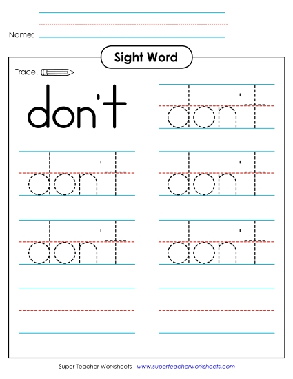 Trace the Word: Don't