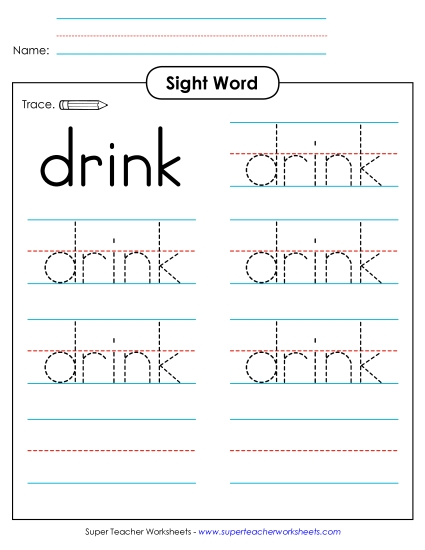 Trace the Word: Drink Trace the Word: Drink