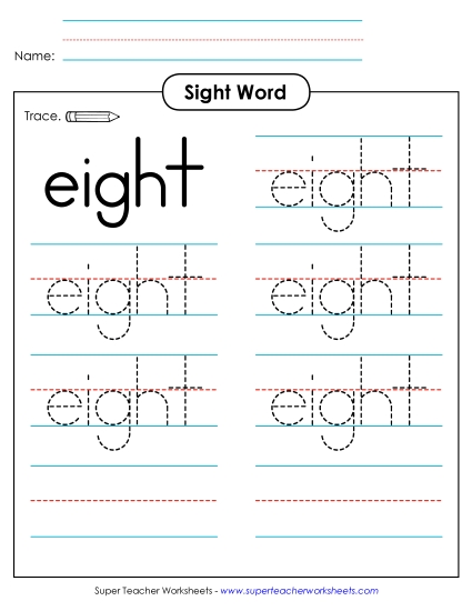 Trace the Word: Eight Trace the Word: Eight