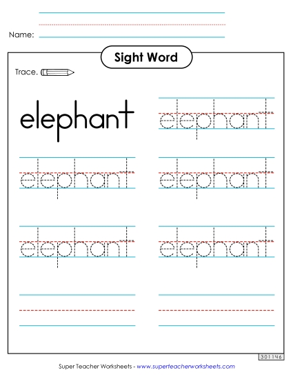 Trace the Word: Elephant Trace the Word: Elephant