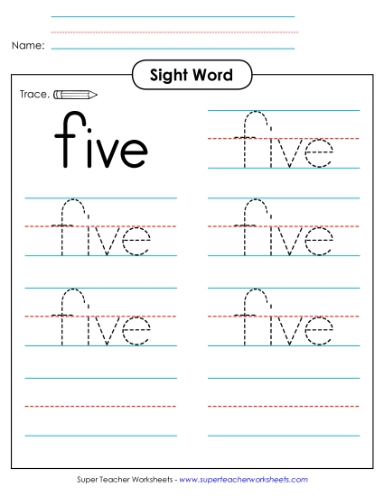Trace the Word: Five Trace the Word: Five