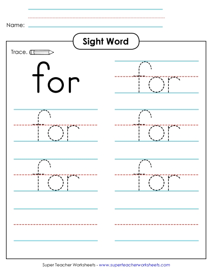 Trace the Word: For Trace the Word: For