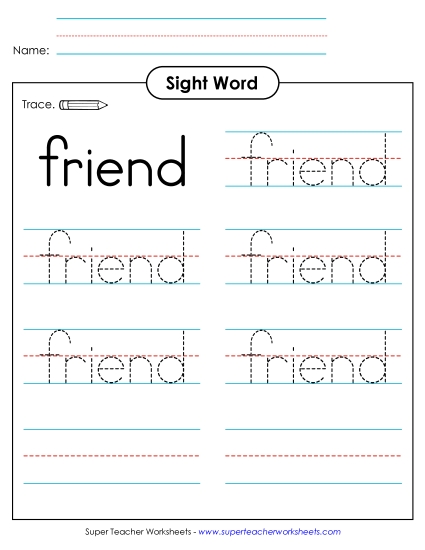 Trace the Word: Friend Trace the Word: Friend