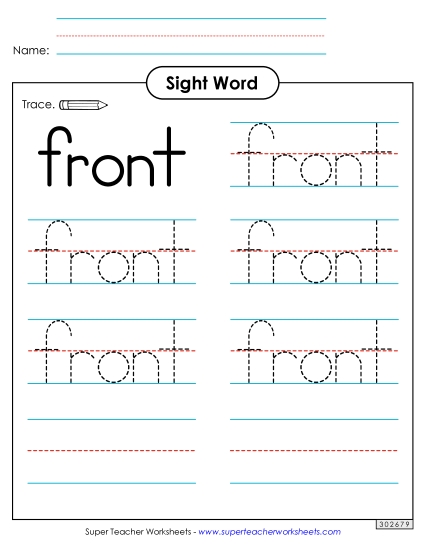 Trace the Word: Front Trace the Word: Front