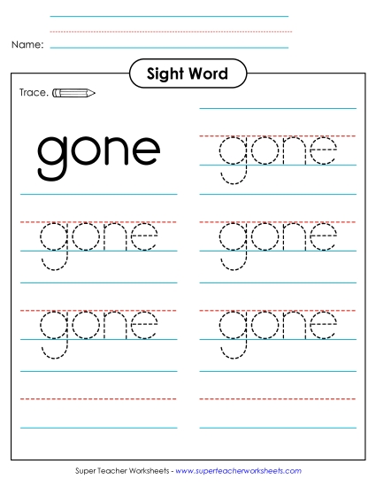 Trace the Word: Gone Trace the Word: Gone
