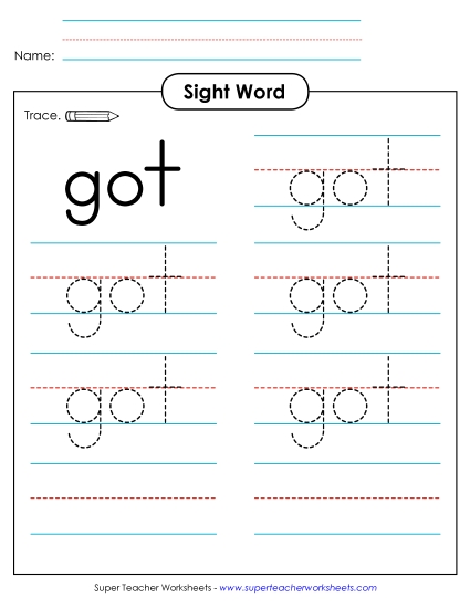 Trace the Word: Got Trace the Word: Got