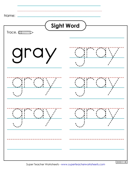 Trace the Word: Gray Trace the Word: Gray