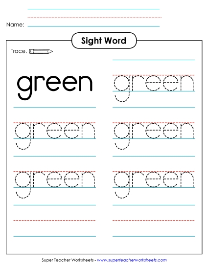 Trace the Word: Green Trace the Word: Green