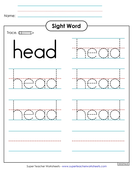 Trace the Word: Head Trace the Word: Head