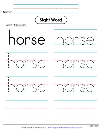 Trace the Word: Horse Trace the Word: Horse