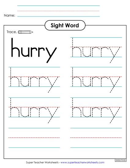 Trace the Word: Hurry