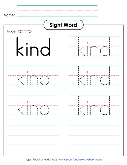 Trace the Word: Kind Trace the Word: Kind