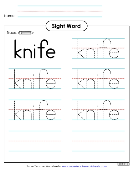 Trace the Word: Knife Trace the Word: Knife