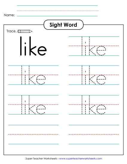 Trace the Word: Like Trace the Word: Like