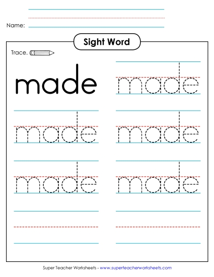 Trace the Word: Made Trace the Word: Made