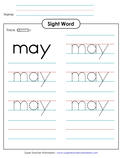 Trace the Word: May Trace the Word: May